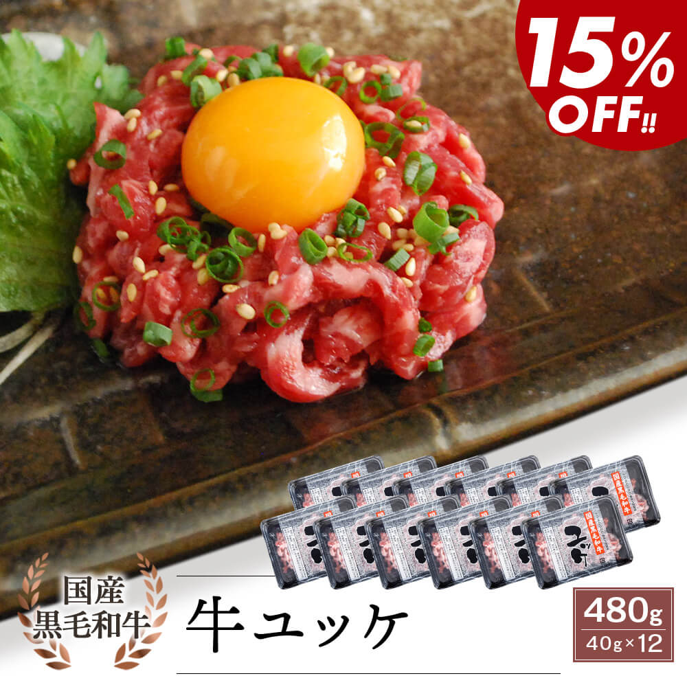 ＼4パックより15％お得♪／【生食用】国産黒毛和牛 ユッケ 40g×12パック タレ付｜お中元・夏の贈り物