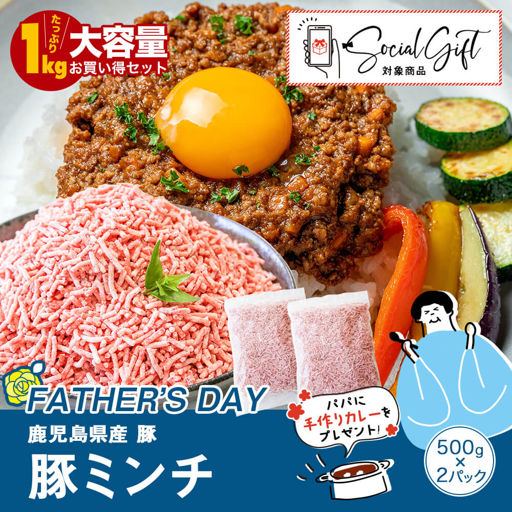 【送料無料】鹿児島県産 豚ミンチ 1kg(500g×2)｜手作りキーマカレーをプレゼント♪ 父の日 特選ギフト